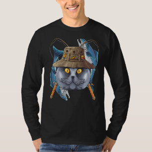 T-shirt Pêche British Shorthair Extérieur Pêcheur Chat Fl
