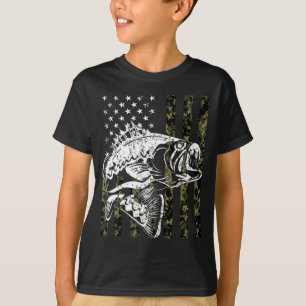 T-shirt Pêche Camouflage de repêchage Drapeau américain Pê