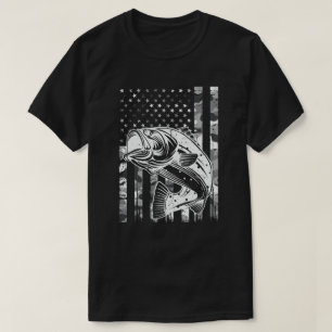T-shirt Pêche Camouflage USA Drapeau basse pêcheur Cadeau