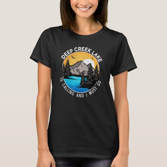 T-shirt Pêche Camping Lakeview Deep Creek Lake (Devant)