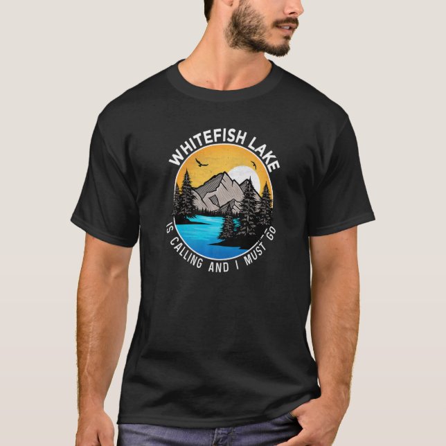 T-shirt Pêche Camping Lakeview Whitefish Lake (Devant)