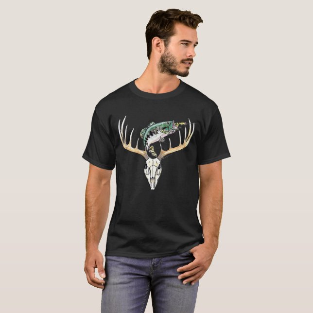 T-shirt Pêche Chasse Vie Basse Cerf Crâne (Devant entier)