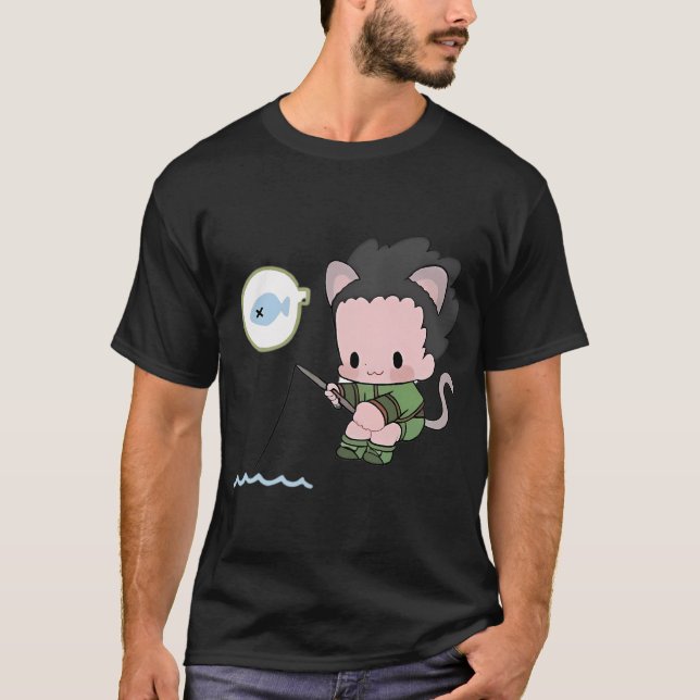 T-shirt Pêche Côtière Féline - Pêcheur aux Oreilles de Cha (Devant)