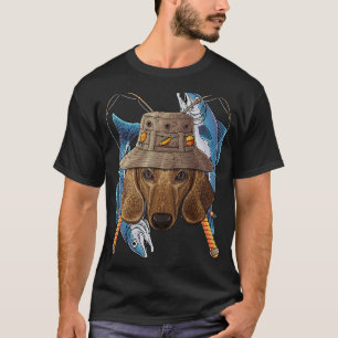 T-shirt Pêche Dachshund Pêcheur Extérieur Chien Cute Fly F