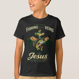 T-shirt Pêche dans les veines Jésus dans le cœur Christian