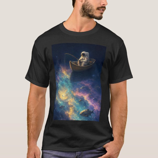 T-shirt Pêche dans l'espace lointain — Astronaute en barqu (Devant)