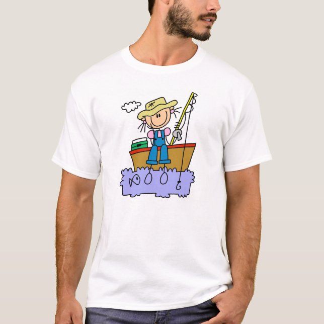 T-shirt Pêche de fille de bâton (Devant)