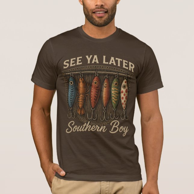 T-shirt Pêche de garçon du Sud Chasse rustique (Devant)