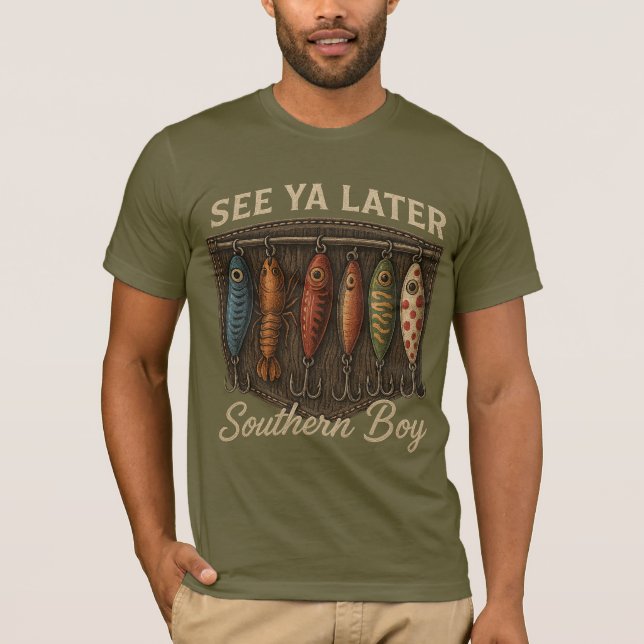 T-shirt Pêche de garçon du Sud Chasse rustique (Devant)