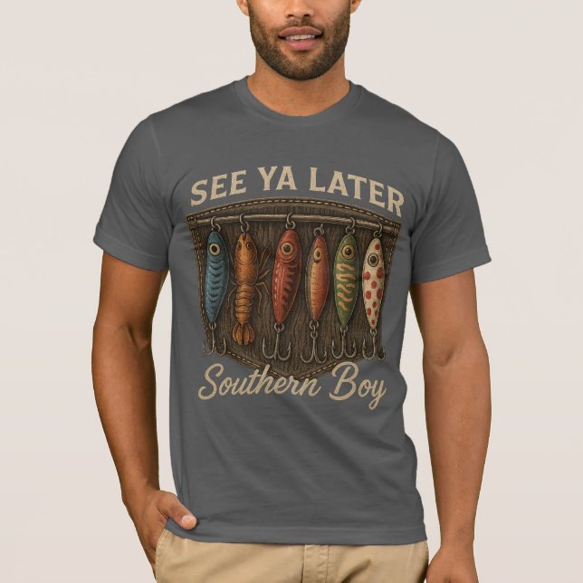 T-shirt Pêche de garçon du Sud Chasse rustique (Devant)