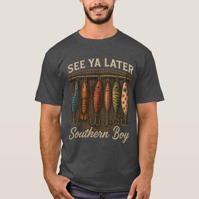 T-shirt Pêche de garçon du Sud Chasse rustique (Devant)