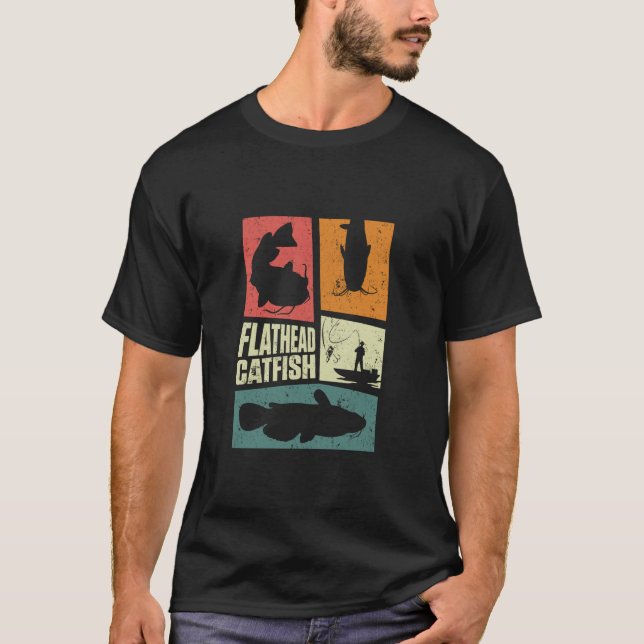 T-shirt Pêche de la barbue plate Chasseur de poisson-chat  (Devant)