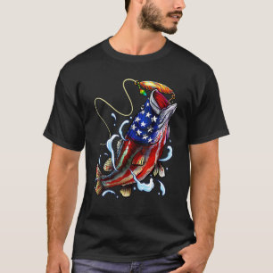 T-shirt Pêche de la basse poisson drapeau américain patrio