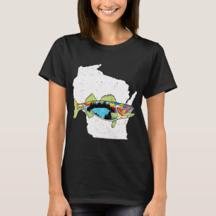 T-shirt Pêche de la dorade jaune au Wisconsin en eau douce