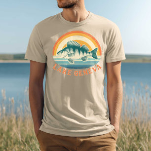 T-shirt Pêche de la perche sur le lac Léman du lever au co