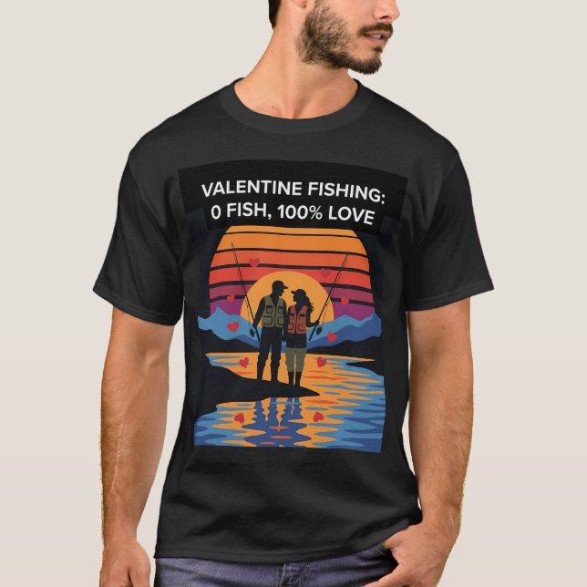 T-shirt Pêche de la Saint-Valentin Zéro Poisson 100 Amour (Devant)