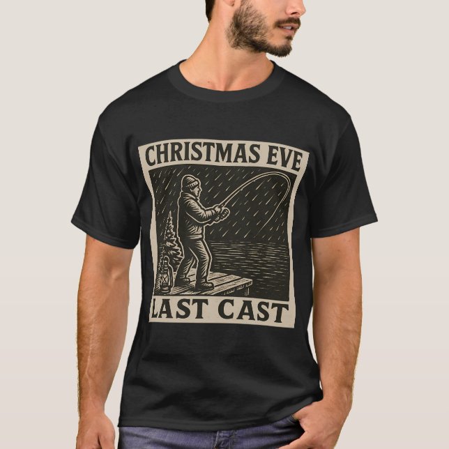 T-shirt Pêche de Noël vintage dernier lancer (Devant)