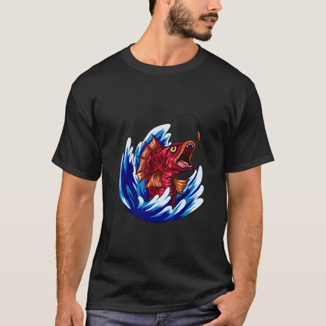 T-shirt Pêche de poissons carnivores rétro (Devant)