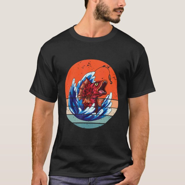 T-shirt Pêche de poissons carnivores Rétro 1 (Devant)