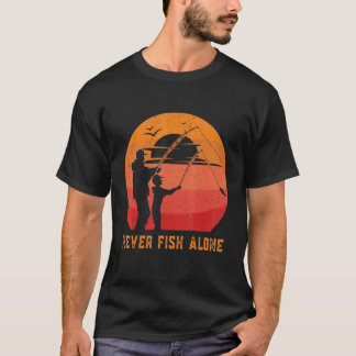 T-shirt Pêche des hommes ne jamais pêcher seul pêcheur pêc