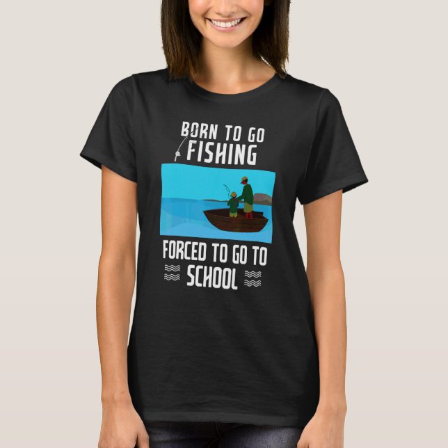 T-shirt Pêche Dit Un Jeune Pêcheur Né Pour Aller Pêcher (Devant)