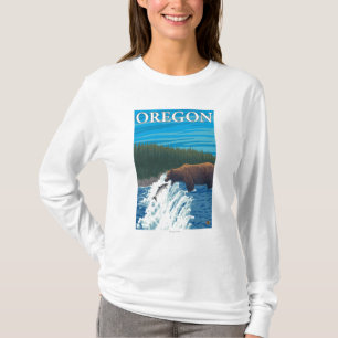 T-shirt Pêche d'ours en affiche de Vintage voyage de