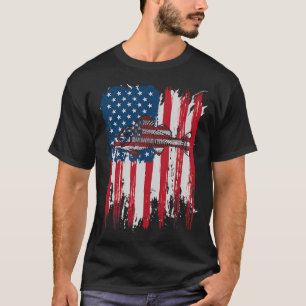 T-shirt Pêche drapeau américain t usa pêcheur de bar bass