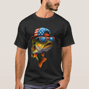 T-shirt Pêche Drapeau Américain Vintage Joueur de Pêche P