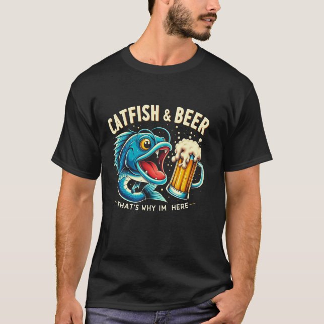 T-shirt Pêche du poisson-chat Poisson-chat et bière C'est  (Devant)