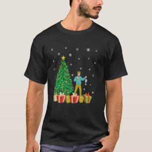 T-shirt Pêche Éclairage de l'arbre de Noël Chapeau de Père