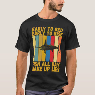 T-shirt Pêche en eau salée de lever de lit précoce vintage