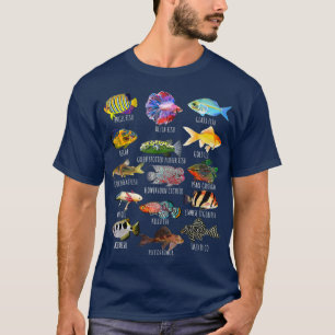 T-shirt Pêche Espèces De Poissons Biologie Types D'Aquariu