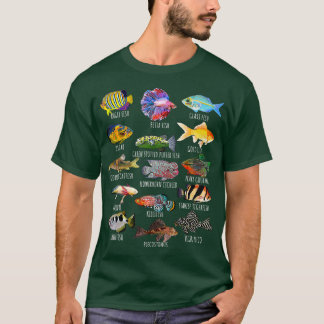 T-shirt Pêche Espèces De Poissons Biologie Types D'Aquariu