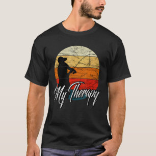 T-shirt Pêche Est Ma Thérapie Drôle Retro Vintage Pêche