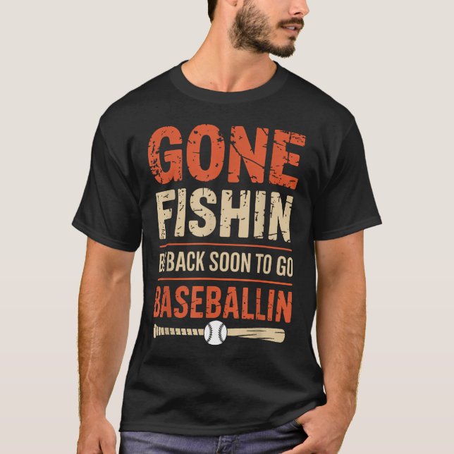T-shirt Pêche et baseball amusants (Devant)