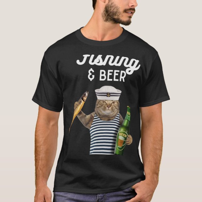 T-shirt Pêche et chat de bière (Devant)