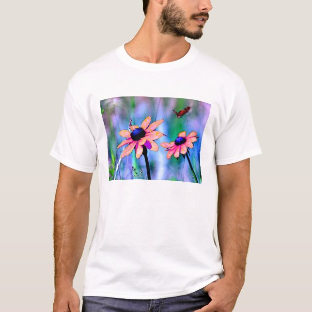 T-shirt Pêche et fleurs roses (Devant)