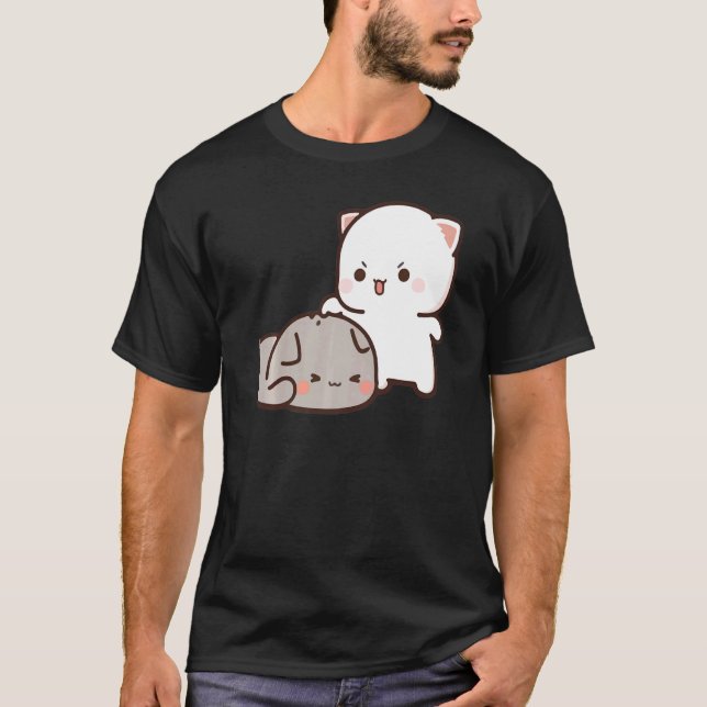 T-shirt Pêche Et Goma Mochi Couple Chat (Devant)