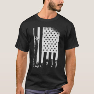 T-shirt Pêche - États-Unis Drapeau Pêcheur américain Bâton