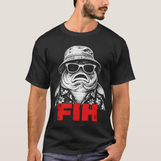 T-shirt Pêche « Fih » Mème de pêcheur drôle en détresse