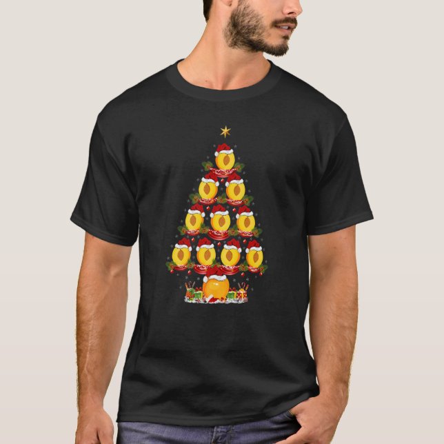 T-shirt Pêche Fruit Noël Fête Père Noël Ppêches Noël (Devant)