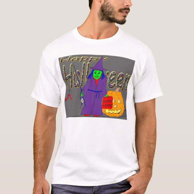 T-shirt Pêche heureuse de sorcière de Halloween pour des (Devant)
