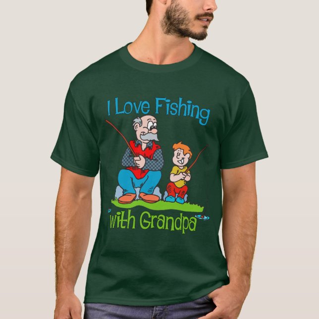 T-shirt Pêche - I Love Pêche avec grand-père (Devant)