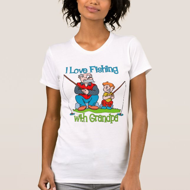 T-shirt Pêche - I Love Pêche avec grand-père (Devant)