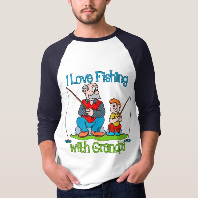 T-shirt Pêche - I Love Pêche avec grand-père (Devant)