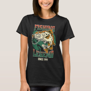 T-shirt Pêche Légende Truite Basse Pêcheur Depuis 1991 Le