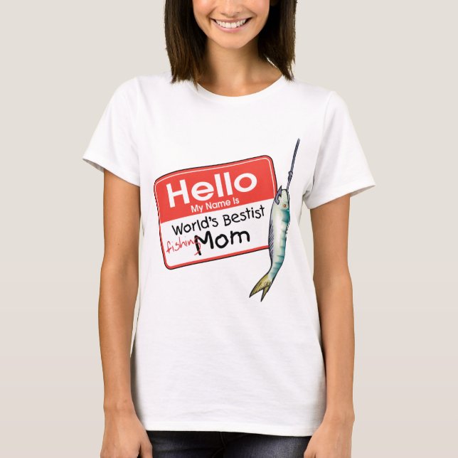 T-shirt Pêche maman Bonjour (Devant)