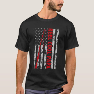 T-shirt Pêche Papa American Flag Fisher Pour Fête des père
