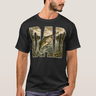 T-shirt Pêche Papa Bass Pêcheur Extérieur