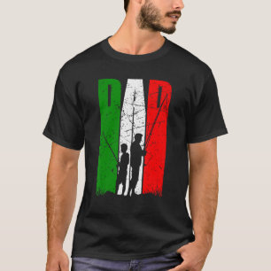 T-shirt Pêche Papa et Fils Voyage de Pêche Italie Drapeau